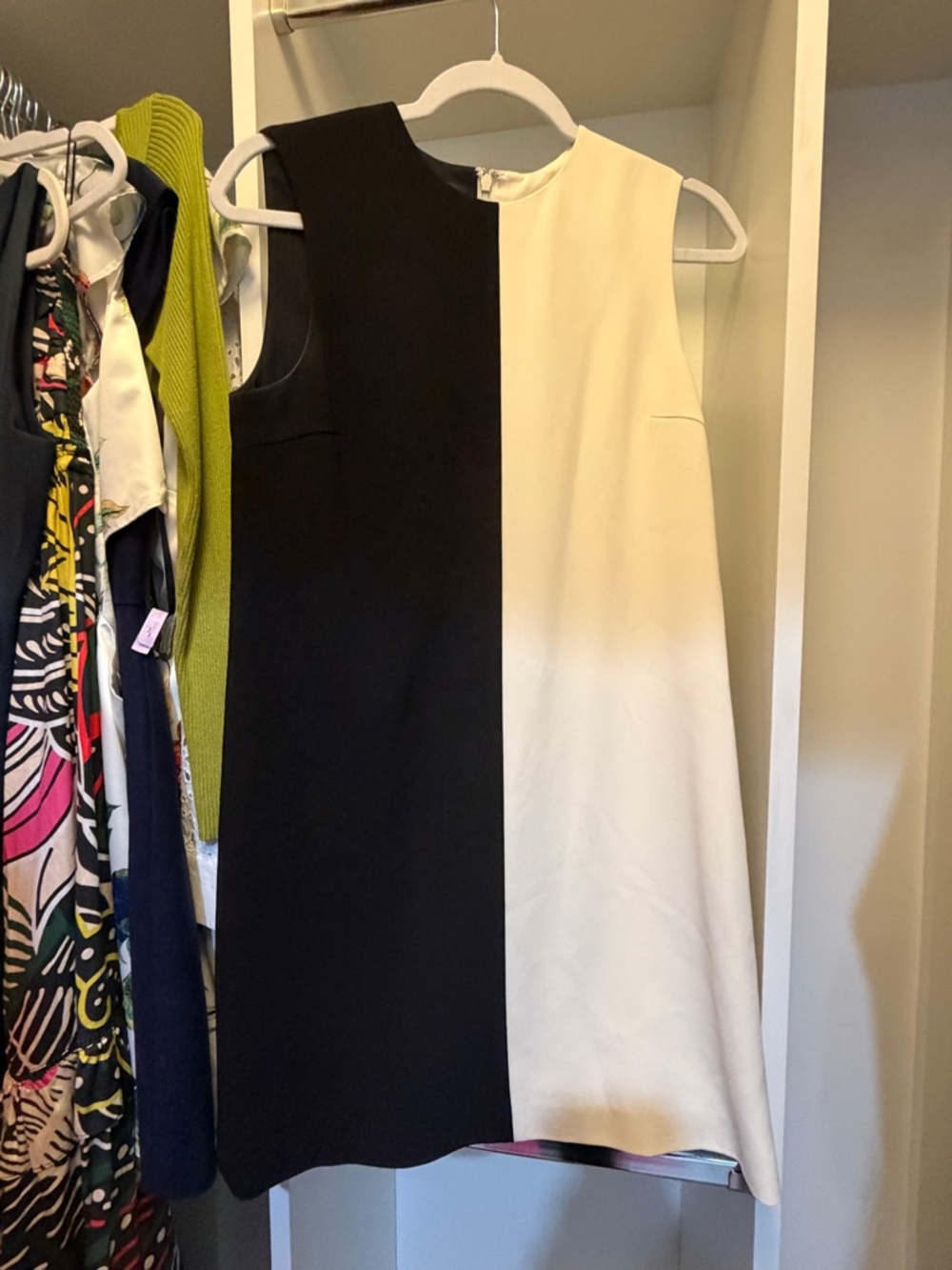 Theory Black and White Colorblock Mini Dress